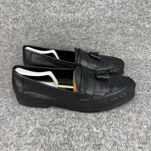 ✅Earth Shoe Mens 13 Alan II Black Leather Tassel Kilti Slip-On Moc Toe Loafers - Picture 8 of 12
